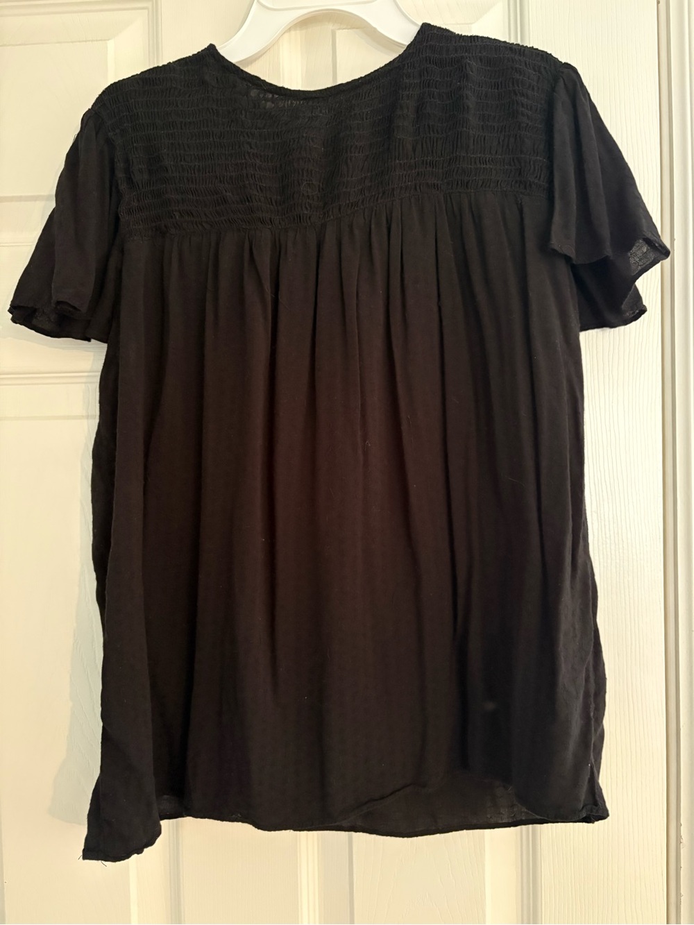 Cotton Chicks Black Women's Short Sleeve Smocked Yoke Top